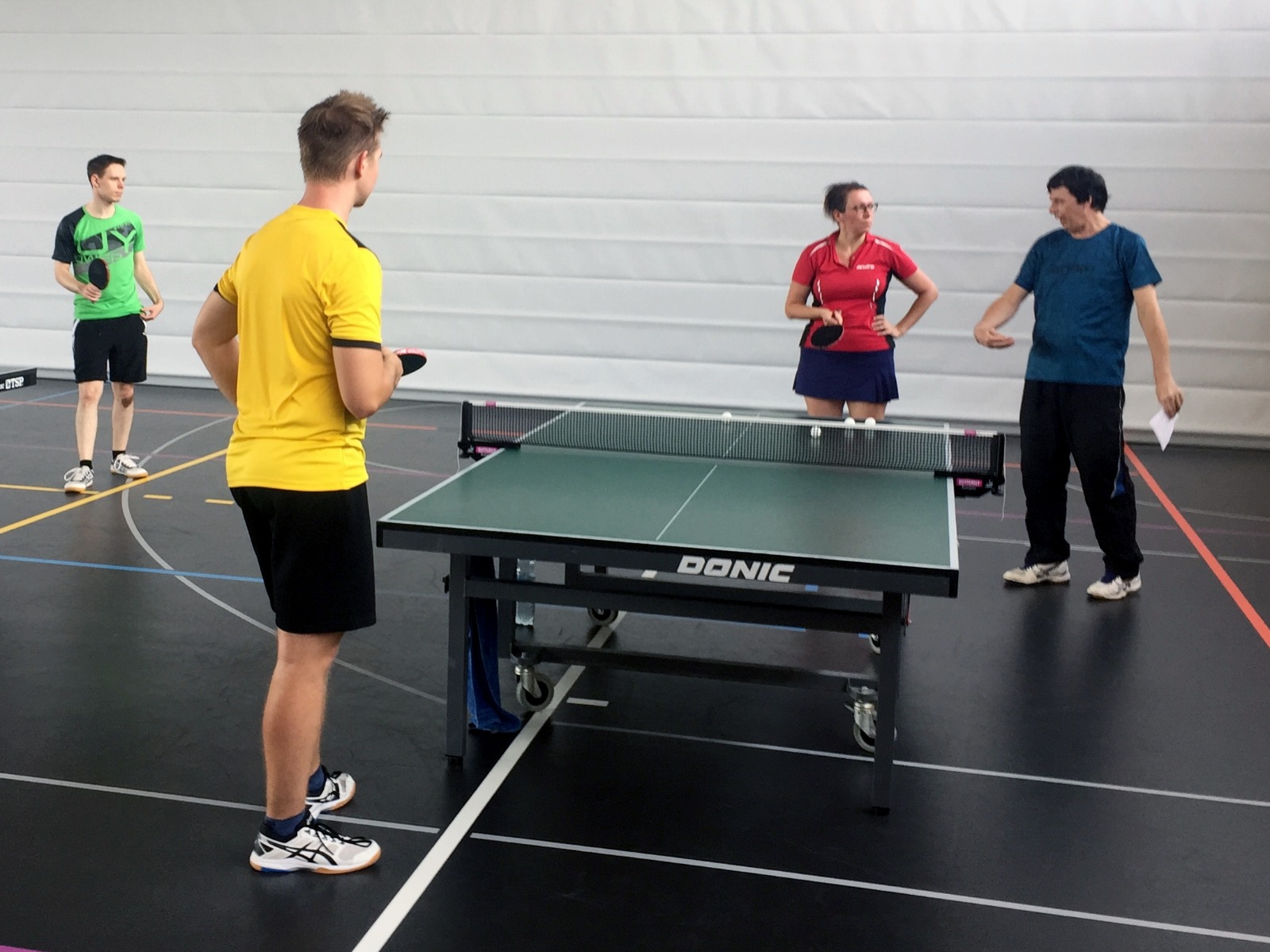 Beim Training: Marco Bbel, Florian Krger, Anna Tikhomirova, Michael Schenk